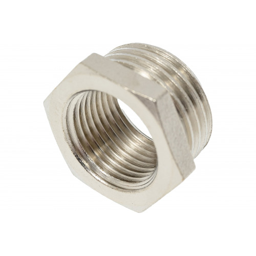 Футорка переходная никелированная AG 1/2" × 3/4" (внутренняя резьба — наружная)