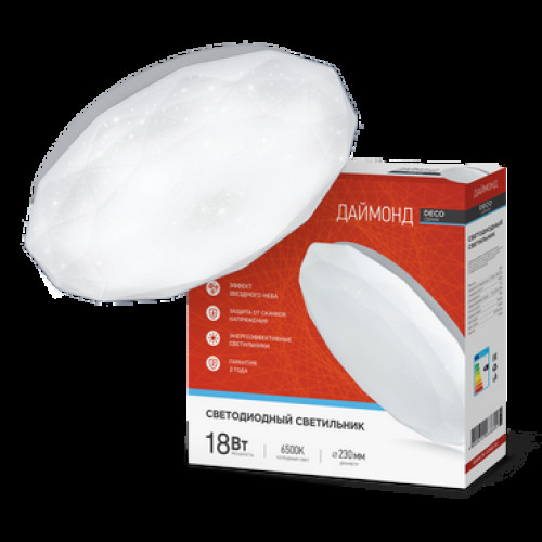 Светильник диодный InHome Deco ДАЙМОНД 18Вт D230x65мм 6500К IP40 1170Лм (12)