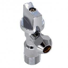 Кран шар. угл. 1/2"х3/8" ш/ш с цангой и отражат. бабочка, хром. CTM CACR1238
