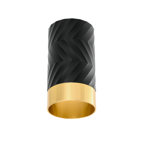 Светильник накладной GU10 чёрный/золото LINEA D55x100мм Wolta (1)