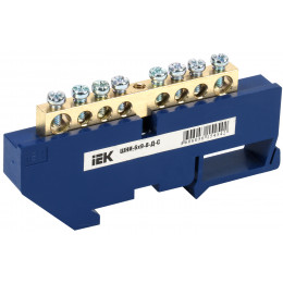 Шина нулевая в корп DIN-изол 6x9мм  8/1 синий IEK 