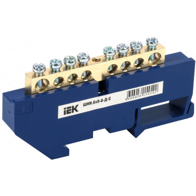 Шина нулевая в корп DIN-изол 6x9мм  8/1 синий IEK 
