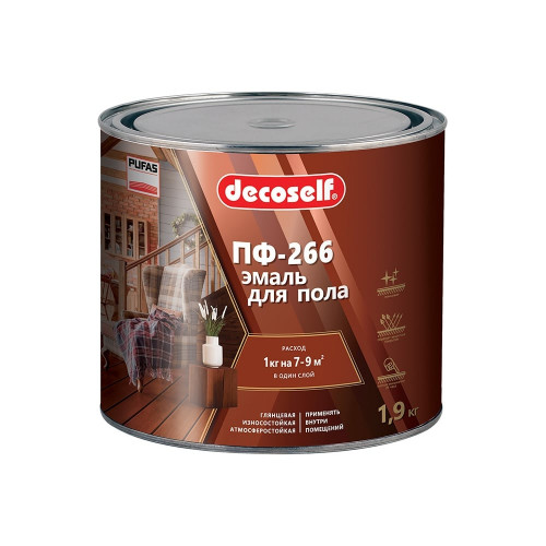 ПУФАС Эмаль для пола ПФ-266 золотисто-коричневая Decoself (0,9кг)
