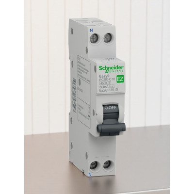 Диффер. автомат Schneider Easy9 1П+Н 10A 30MA 4,5кА C АС,18 мм EZ9D33610