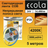Ecola лента св/д 24V 14W/m COB 330led/m IP20 4200K 4K 1400lm/m 5м 