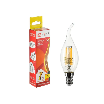 Лампа светодиодная LED-СВЕЧА НА ВЕТРУ-deco 7Вт 230В Е14 3000К 630Лм матовая IN HOME