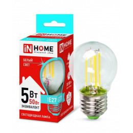 Лампа светодиодная LED-СВЕЧА-ECO 5Вт 230В Е27 4000К 375Лм (5шт в упаковке) IN HOME