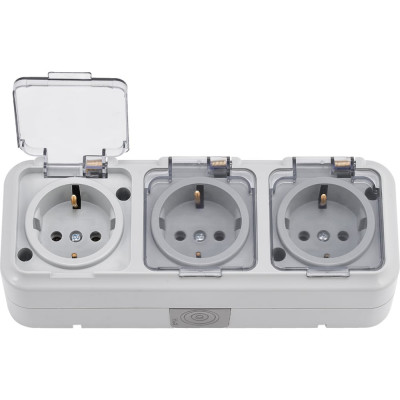 Bylectrica ПРАЛЕСКА АКВА блок (роз. 3 мест. 16А ОУ (крышка, IP54, ABS) серый (РА16-0131 (03))