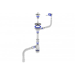 Aquant B0147-20-MR Сифон 3 1/2"х40, 1 отв. быт/тех, реш.115 мм, гофра, 40х40/50