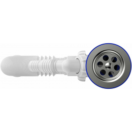 Aquant B1025-30-MR Сифон 1 1/2"х40, 1 отв. быт/тех, реш. 70мм, гофра, 40х40/50