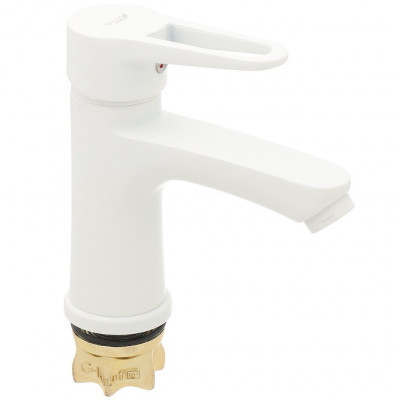 Смеситель для раковины G-LAUF NUD1-A045YW монолитный, ø35, гайка(корона), белый