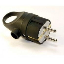 1-2.SALE вилка угловая с кольцом каучук 2P+PE 1х16А 220-24V IP44 черн. (Турция) E1M