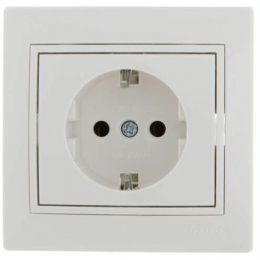 Розетка 1-м СП Mira 16А IP20 с заземл. с защ. крышкой бел./бел.