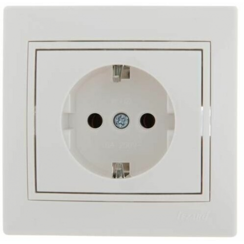 Розетка 1-м СП Mira 16А IP20 с заземл. с защ. крышкой бел./бел.