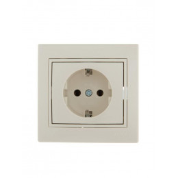 Розетка 1-м СП Mira 16А IP20 с заземл. с защ. крышкой крем./крем.