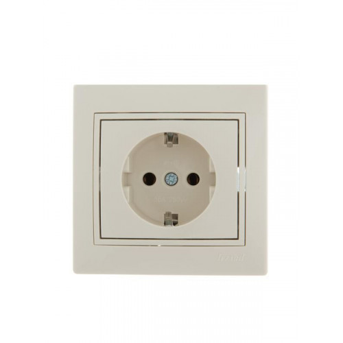 Розетка 1-м СП Mira 16А IP20 с заземл. с защ. крышкой крем./крем.