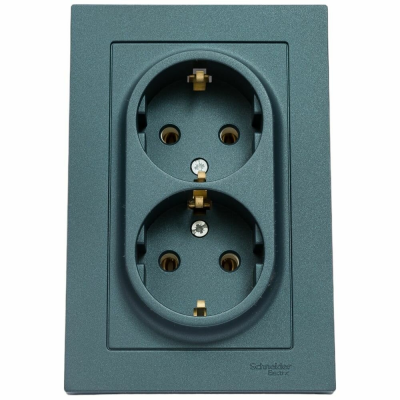Розетка 2-м СП AtlasDesign 16А IP20 с заземл.изумруд