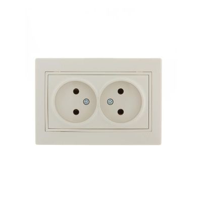 Розетка 2-м СП Mira 16А IP20 без заземл. крем./крем.