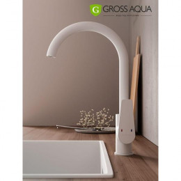 Смеситель для кухни GROSS AQUA 3242285MW-B02 Dyno Matt White с высоким изливом