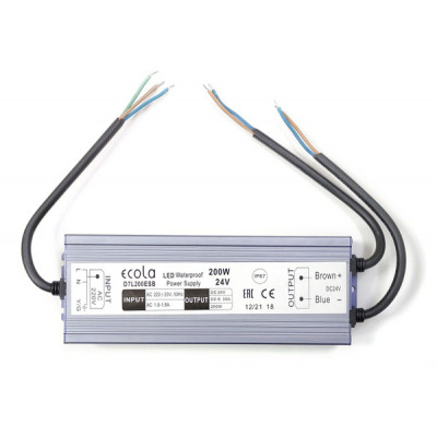 Ecola Блок питания для св/д лент 24V 200W IP67 205х125х55 (герметичный) D7L200ESB