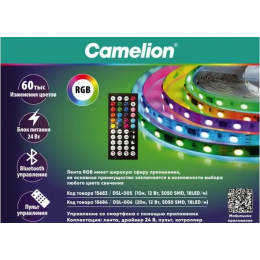 Camelion компл б/п 24W + Лента св/д 20м + пульт 360LED 18Led/m датч.звука IP20 RGB инт 5050 DSL-006